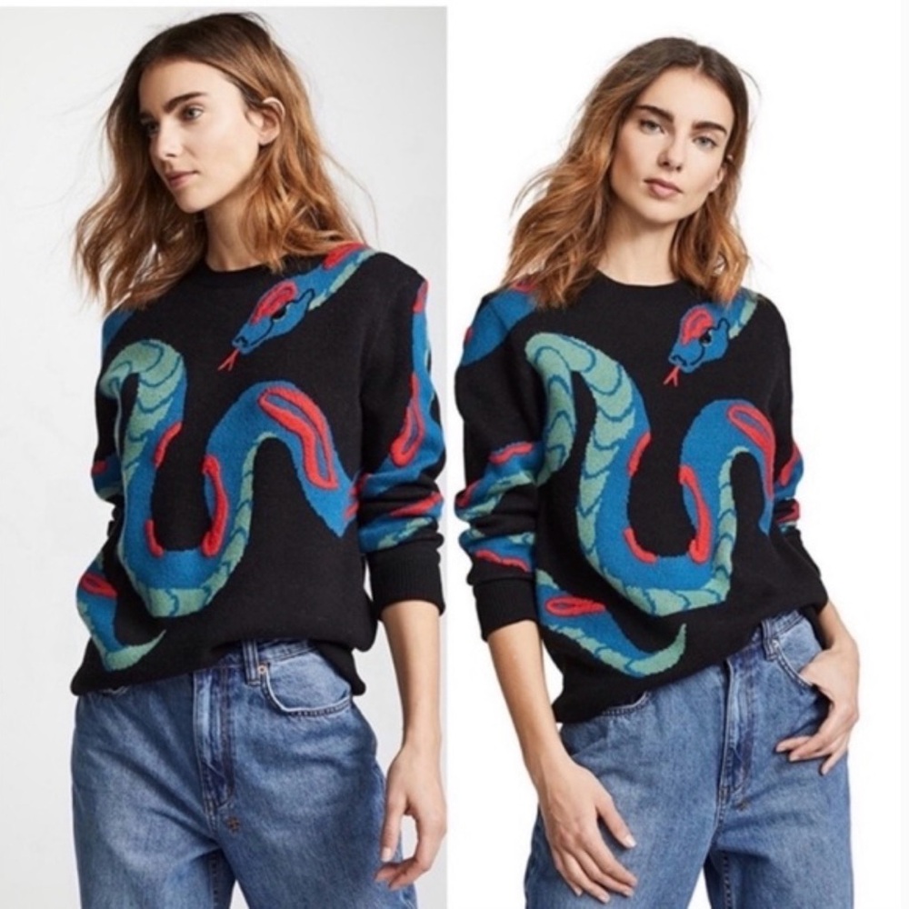 Rag & Bone Snake Cashmere Crewneck Sweater.